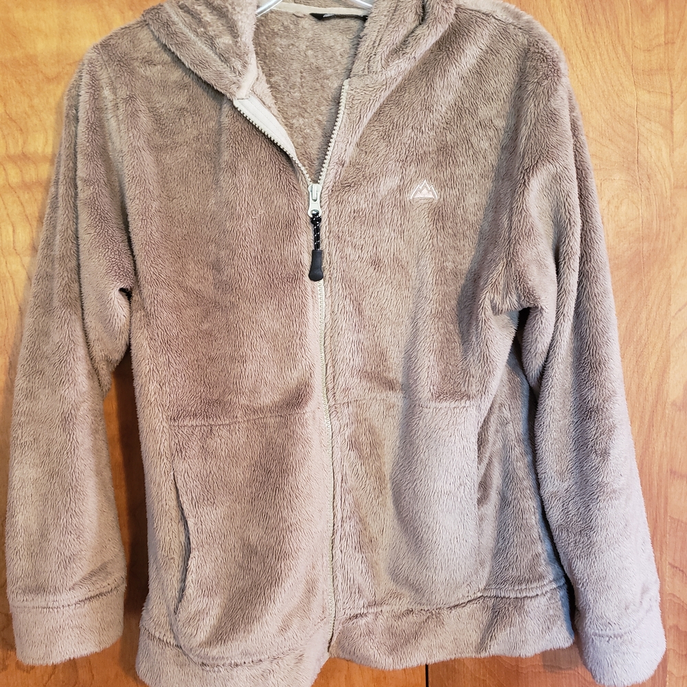Snozu Plush Zip-Up Hoodie in Light Brown